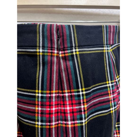 J.Crew Factory Tartan Plaid Pencil Skirt 6 Lined Blk Red Career Academia Preppy - Picture 5 of 8